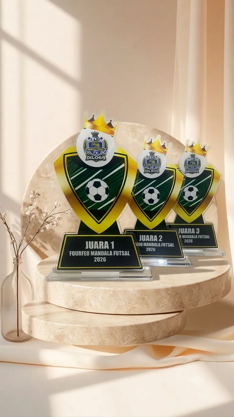 Koleksi Best Seller Custom - Plakat Akrilik Custom Lomba Futsal / Trofi Piala Turnamen Sepak Bola Premium - Rednine Shop